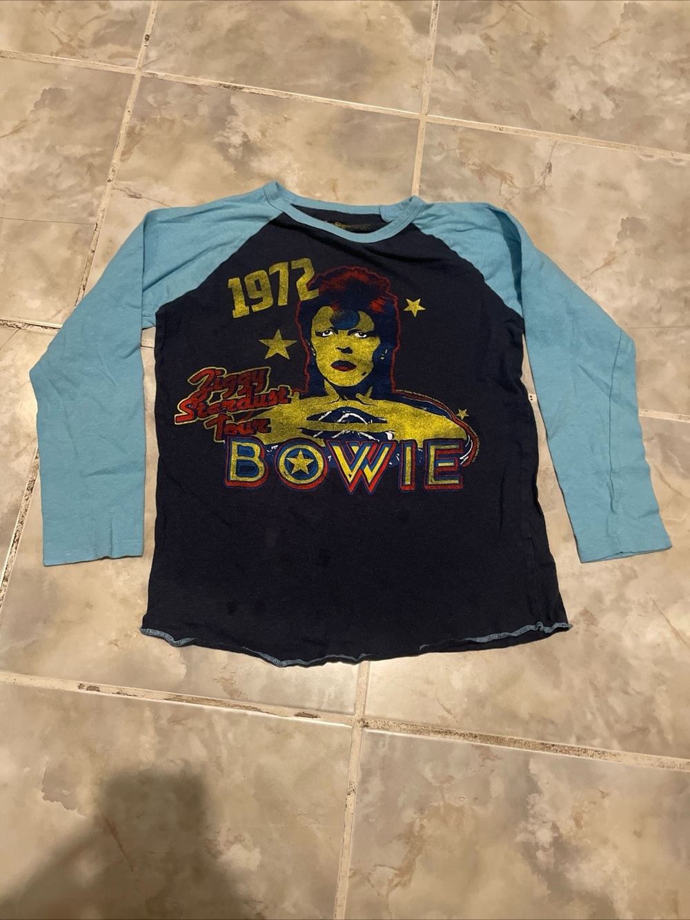 Rowdy Sprout David Bowie 1972 Ziggy Stardust Tour T-Shirt SZ Kids Youth (10)
